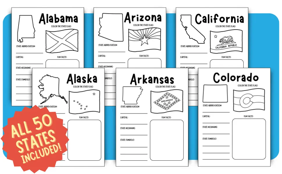 Sample blank workbook templates for Alabama, Alaska, Arizona, Arkansas, California and Colorado